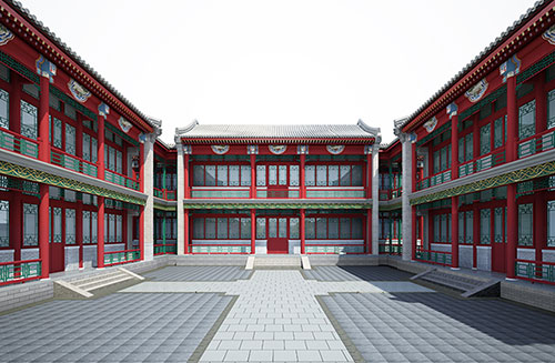 楚雄北京四合院设计古建筑鸟瞰图展示
